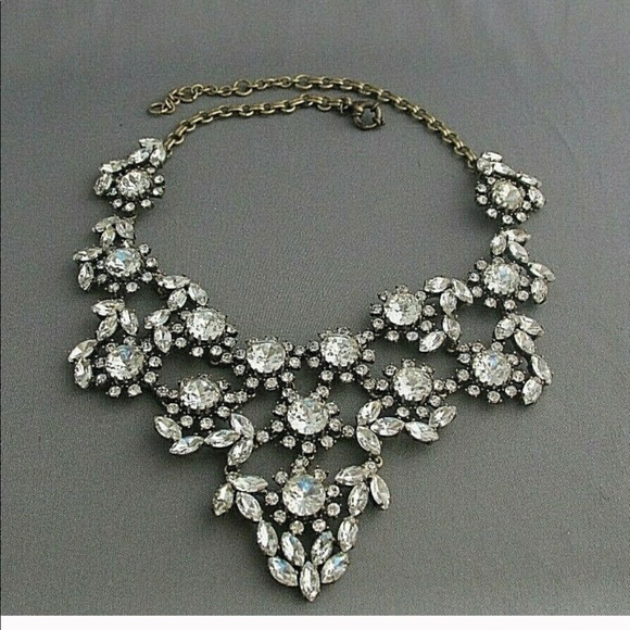 Rare ✨ J. Crew Crystal Flower Bib Necklace - Picture 2 of 4